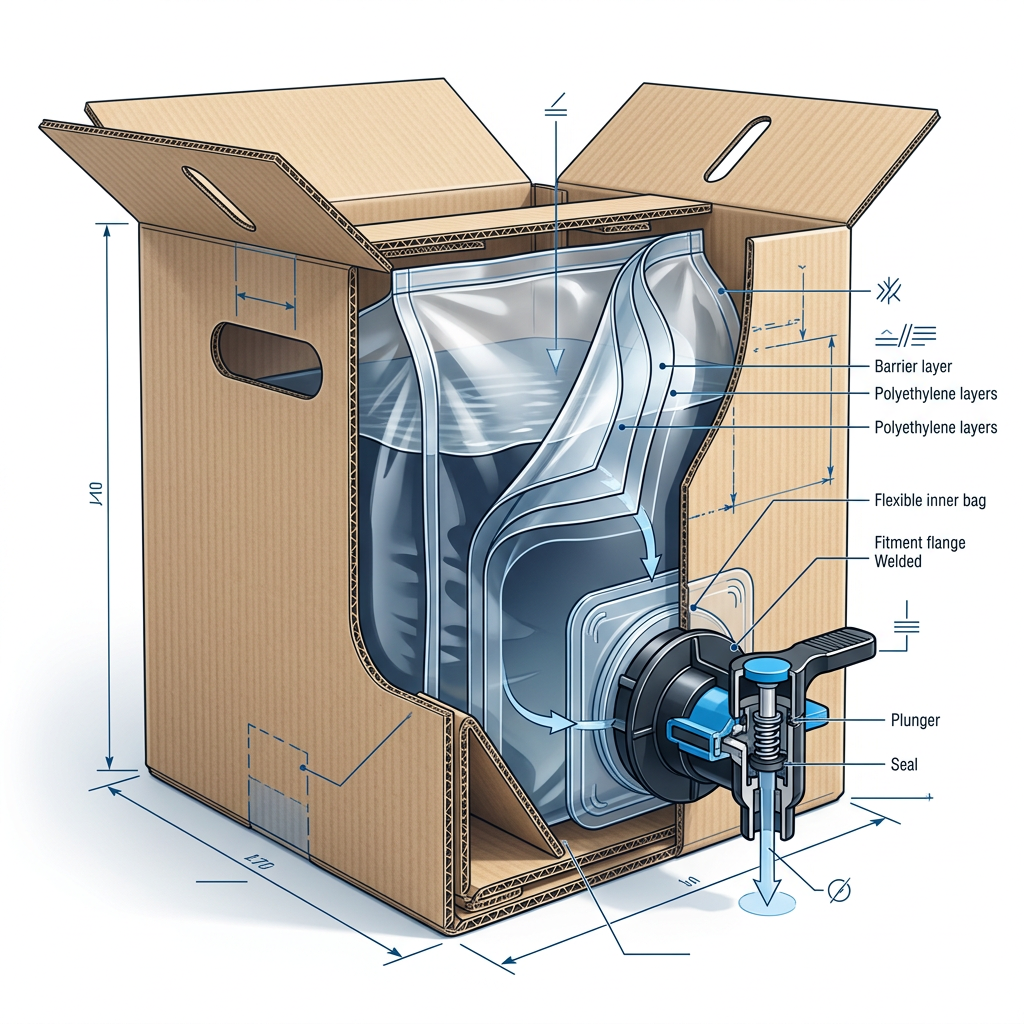 Components of a beverage bag-in-box packaging system