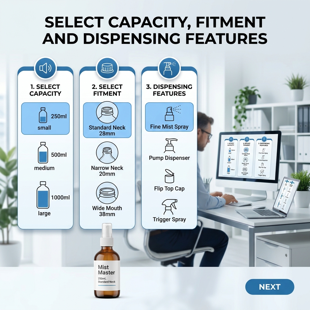 Select Capacity, Fitment and Dispensing Features
