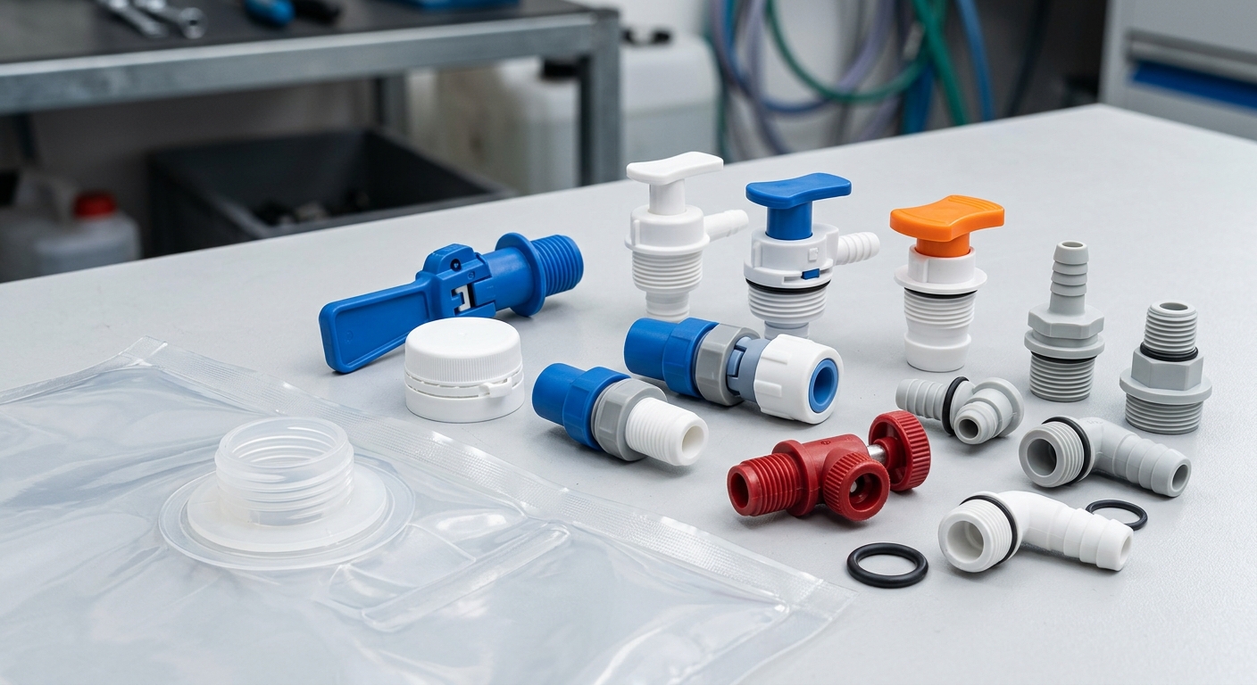 Bag-in-box fitment and dispensing valve components