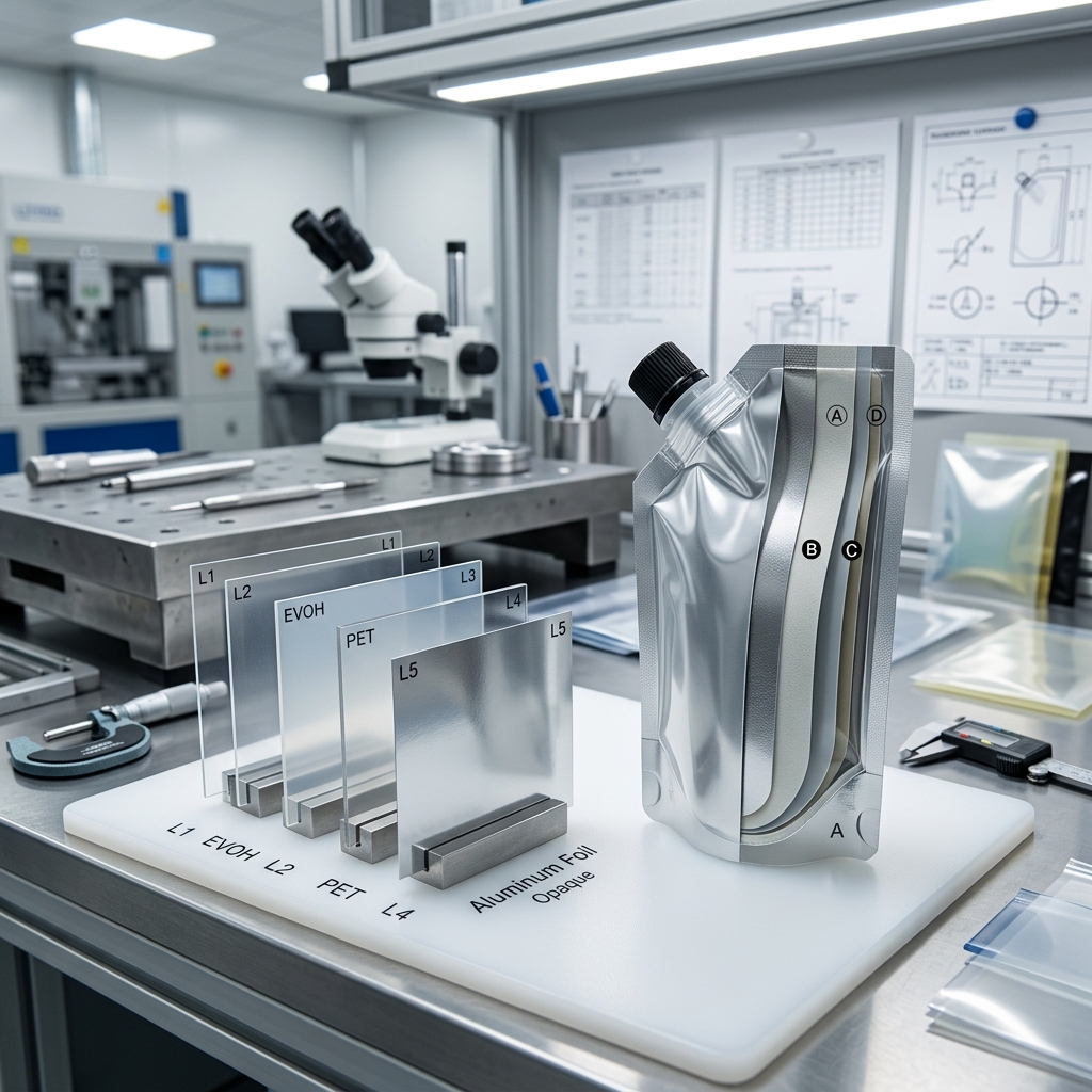 Flexible multilayer film materials used for beverage bag-in-box packaging