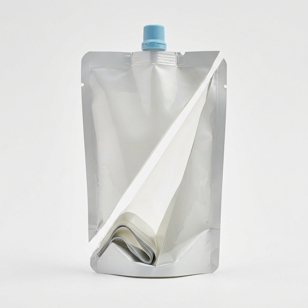 Technical view of a double-bottom pouch with reinforced base